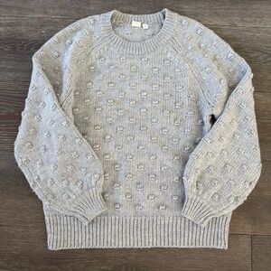 Gray Gap Wool Blend Sweater with Puffballs